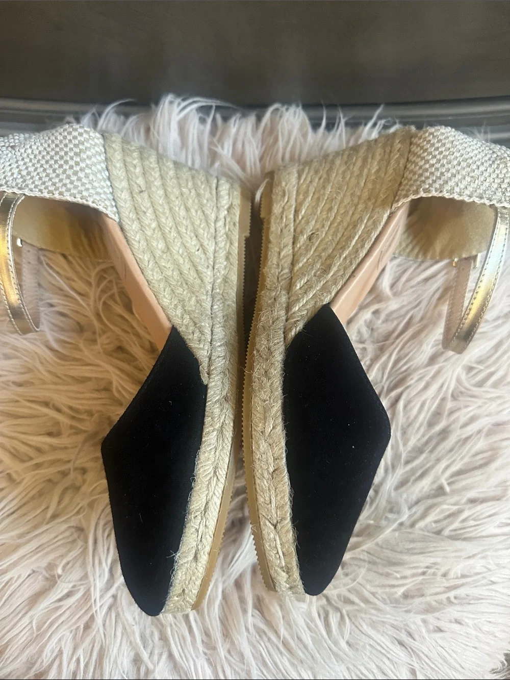 Gaimo Black Espadrille Ankle-Strap Flats